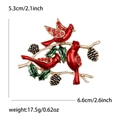 Vintage style red cardinal bird brooch with three birds on gold branch and rhinestones - Red 1263-RD