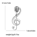 Spilla microfono nota musicale argento, altezza 4,1 cm e larghezza 1,6 cm - Argento