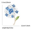 Spilla fiore di ortensia blu e bianca con strass e dimensioni dettagliate - Blu