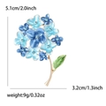 Elegante spilla a fiore di ortensia blu con cristalli, misura 5,1 cm per 3,2 cm totale - Blu Lago