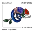 Spilla lucertola camaleonte con cristalli colorati e smalto, guida taglie lunga 5,2 cm - Blu