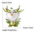 Creatieve emaille uil broche met groen gewei en vleugels voor kleding decoratie - Wit