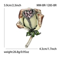 Vintage Rosenstrauß Brosche mit emaillierter Blume und Herz aus Strasssteinen - Kaffee-1285-BR