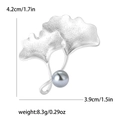 Dimensioni della spilla ginkgo con perla con altezza di 4,2 cm e larghezza di 3,9 cm - Argento