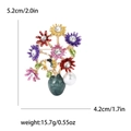 Broche vase tournesol en émail vintage avec marguerites colorées et perles - Multicolore 1311-MX