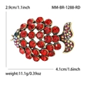 Elegante spilla a pesce con strass rossi e base dorata, dimensioni 4.1x2.9cm - Oro KC Antico Rosso(MM-BR-1288-RD)