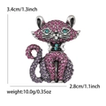 Purple cat brooch pin in retro silver alloy with rhinestones and size dimensions - Antique Silver-Purple (MM-BR-1349)