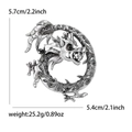 Spilla drago vintage argento con strass neri e perla grigia con le dimensioni - Argento Antico