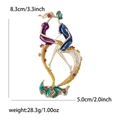 Artistic alloy enamel couple brooch in gold plating with colorful rhinestones and details - Purple 1251-PU
