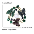 Luxury butterfly brooch with colorful crystals and center pearl decoration for suits - Antique Gold Green