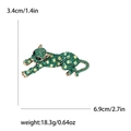 Spilla a forma di leopardo verde con strass smeraldo e cristalli, larghezza 6,9 cm - Verde