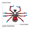 Spider brooch with red legs and crystals for suits, 5.3cm x 7.3cm fashion jewelry - Antique Silver-Red