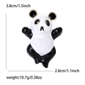 Broche panda mignonne en alliage émaillé avec détails dorés pour vêtements de mode - Blanc