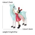 Detailed view of enamel girl and deer brooch with 4.4cm height and 13.3g weight dimensions - Blue