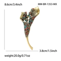 Spilla vintage a forma di calla in oro antico con strass multicolori, lunghezza 8.6 cm - Multicolore (MM-BR-1353-MX)