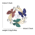 Colorful butterfly brooch with gold frame, mixed crystals and pearls, 4.4cm size specs - KC Gold-Multicolor