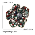 Vintage floral brooch with multi-colored rhinestones and gold-plated alloy base - Antique Gold