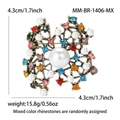 Spilla vintage con strass colorati e perle su uno sfondo bianco neutro - Multicolore (1406-MX)