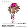 Broche de flor vintage con borlas rosas y diamantes de imitación para mujer - Oro Antiguo-Rosa