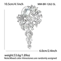 Vintage-Kristallbrosche mit klaren Strasssteinen und großem ovalem Schmuckstein 10,5 cm - Weißes K - Weiß