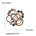 Spilla dorata vintage con strass colorati e perla per cardigan e sciarpe - Rosa (1352)