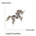 Blue rhinestone cartoon unicorn brooch pin with dimensions 6.8cm height and 7.2cm width - Gold