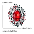 Spilla vintage in lega con grande pietra ovale rossa e accenti festosi in strass - Rosso