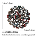 Vintage sunburst flower brooch with colorful rhinestones in antique silver metal finish - Gold