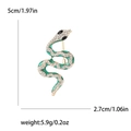 Spilla a forma di serpente verde con cristalli e finitura dorata, 5 cm per accessorio moda - Verde
