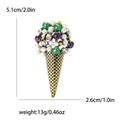 Broche creativo de helado en aleación con perlas y cristales, mide 5,1 cm por 2,6 cm - Dorado