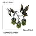 Fashion crystal grape brooch with green rhinestones and black enamel leaves on silver base - Green 1460-GN