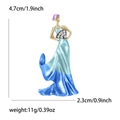 Broche élégante femme à l'éventail en émail bleu ornée de strass blancs brillants et fins - Bleu