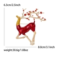 Spilla artistica ad alce con smalto rosso e corna floreali, 8,0x6,3cm per uno stile festivo - Rosso