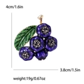 Lindo broche de arándano con esmalte púrpura y acabado dorado, tamaño 4 cm por 3,8 cm - Púrpura-1494