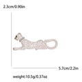 Broche léopard en émail blanc avec taches dorées et collier de strass étincelants - Blanc
