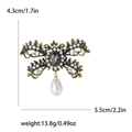 Broche nœud vintage dorée avec strass gris et perle pendante pour vestes de femmes - Or (1521-GD)