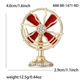 Spilla vintage a ventilatore placcata oro con smalto rosso e strass scintillanti incastonati - Stile Ventilatore Rosso (MM-BR-1471-RD)