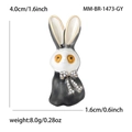 Fashion alloy rabbit brooch with grey white enamel and rhinestone bowknot detail - Gray