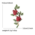 Detailed dimensions of the red rhinestone rose brooch with height and width markings - Red