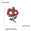 Elegant rhinestone flower brooch with white pearls for women suit blazer accessories - Red