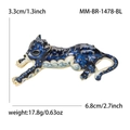 Spilla a leopardo in smalto blu con dettagli dorati e misure di 6,8 cm - Blu