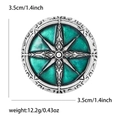 Vintage-Kompass-Brosche aus Silberlegierung mit grünem Emaille-Stern und 3,5 cm Größe - Antiksilber Blau