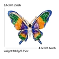 Spilla a farfalla in smalto colorato con cristalli, finitura oro, 3,1 cm x 4,0 cm - Oro-Blu