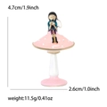 Detail view of cartoon mushroom girl brooch with dimensions 4.7cm height and 2.6cm width - Gold Pink Mushroom Girl