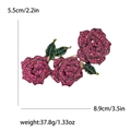 Spilla elegante a forma di rosa con strass rosa e foglie verdi su base in lega - Viola