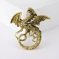 Vintage alloy dragon brooch and pendant dual-use accessory for men's suits in gold finish - Gold (1617)