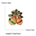 Christmas enamel bell brooch with red bow and green leaves featuring sparkling rhinestones - Multicolor 1639-MX