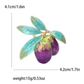 Spilla ramo d'ulivo elegante con strass viola e foglie di smalto verde per abiti - Viola