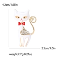 Spilla a gatto in smalto bianco con fiocco rosso e strass, misura 4,2cm x 2,5cm - Bianco