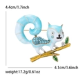 Cute enamel squirrel brooch with blue rhinestones and gold-tone finish 4.4cm size - KC Gold - Blue